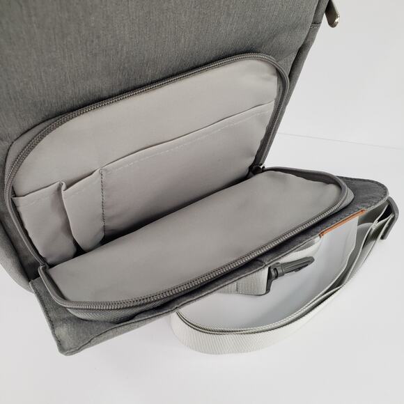 Tablet iPad Crossbody Carrying Case Bag Gray Softsided Canvas Zip Close  Lt Grey - Picture 5 of 6